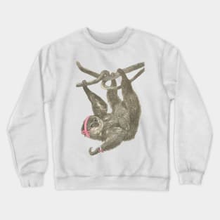 Lispe Sloth Pink Breast Cancer Awareness Warrior Crewneck Sweatshirt